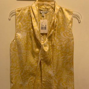 NWT Sleeveless Silk Blouse lemon leaf print (size S)